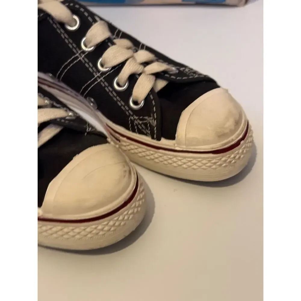 Vintage Converse Kids Size 12 Black Low Top Sneakers w/ Box USA Style